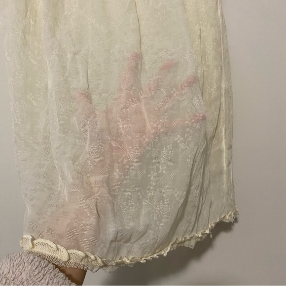 NWT Free People Cream Floral Sheer Overlay Skirt large - Picture 8 of 8